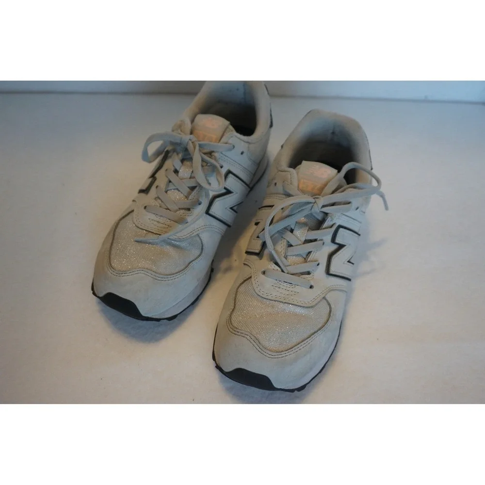 New Balance 574 Womens Grey Glitter Mesh Sneakers GC574FG2 Size 5.5 US